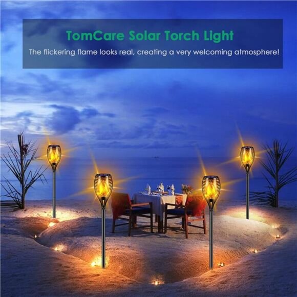 Solar Lights Outdoor 99 LED Higher & Larger Flickering Flame Solar Torch Lights - Picture 6 of 7